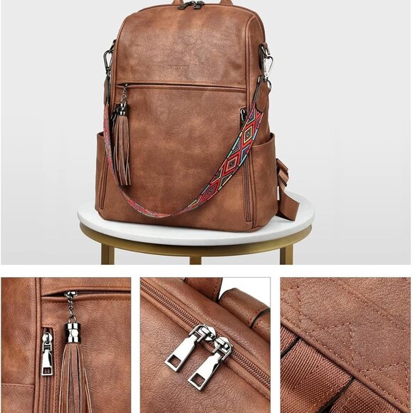 Leather Backpack Purse for Women Designer Travel Backpack Purses PU Fashion Ladi - Picture 5 of 9